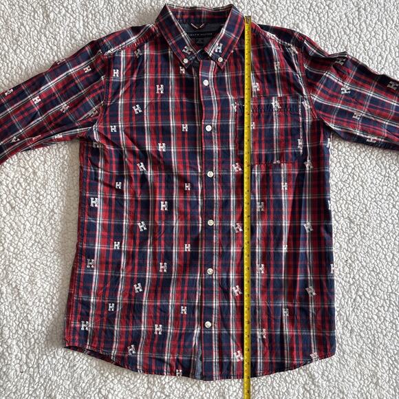 Tommy Hilfiger Plaid Women Button Down XL Red Blue Long Sleeve - Picture 7 of 9